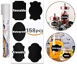 158pcs Chalkboard Labels, Reusable Waterproof Mason Jars Labels - 1 Free Erasable Chalk Markers Window Pens for Kitchen Pantry,Spice Jars Glass Bottles – Best Chalk Stickers & Organizing Label