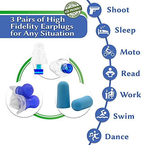 'MASWATER Ear Plugs Noise Reduction - 3 in 1 High Fidelity Earplugs for Sleeping,by Plane, Swimming, Concert Silicone Material (3 in 1)