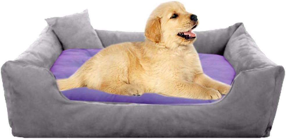 Pet Royale Reversable Velvet Bed for Small Dogs with Extra Detachable Cotton Seat Cover (Grey/Purple)