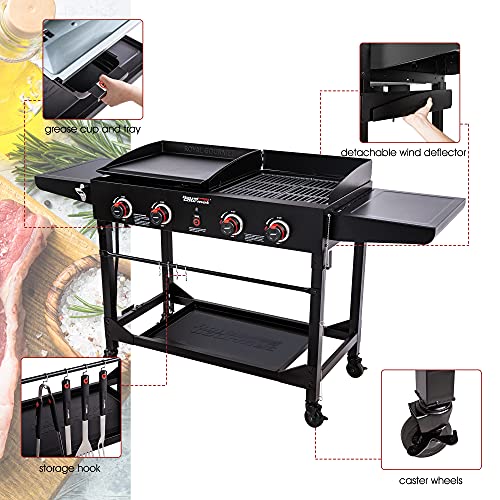 Royal Gourmet GD402 4Burner Portable Propane Gas Grill and Griddle