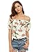 Floerns Women's Floral Print Off The Shoulder Short Sleeve Blouse Tops