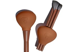 brush bubble Original Silicone Makeup Brush Covers for Travel, A Storage & Organizer Case for Brushes to protect Makeup Bag, Universal Design For Single & Multi-fit, Brown, 2 Pack Set