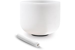 Ryan Dvan 432Hz 8 Inch B Note Crystal Singing Bowl for Healing Mindfulness Meditation Yoga Sound Baths with Case Mallet Suede Striker