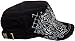 Crystal Case Womens Cotton Rhinestone Cross Cadet Cap Hat (Black)