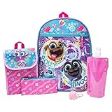 PuppyDog Pals Backpack Combo Set - Disney Puppy Dog Pals Girls' 6 Piece Backpack Set - Bingo and Rolly Backpack & Lunch Kit (Pink)