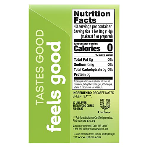 Lipton Tea Bags, Decaffeinated Green Tea, Can Help Support a Healthy