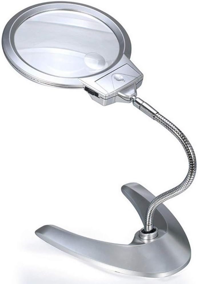 ZBXK 5X LED Magnifier Lightning Desktop Metal Hose Stable,Desk Type