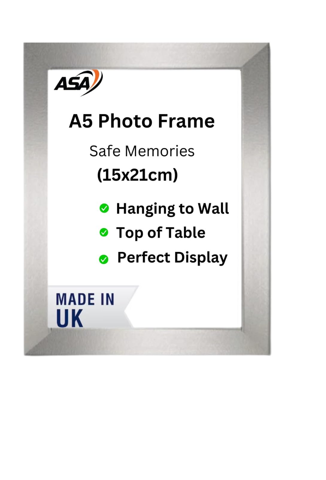 Picture Frame A2 A3 A4 A5 Size Home Decoration Photo Frames – Freestanding & Wall Mountable Table Top -Certificate Document Frames White Black Silver Oak (A5 Silver)