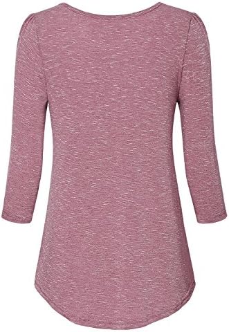 Vinmatto Women's 3/4 Sleeve Scoop Neck Front Pleated Tunic Top