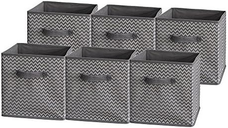 Storage Cube Basket Fabric Drawers are the perfect gift for your storage organizer, racks, closets, etc. Great way to organize your home (Design Gray)