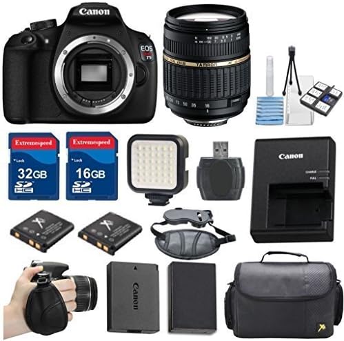 Canon EOS Rebel T5 18MP EF-S Digital SLR Camera Premium Bundle w/ Tamron AF 18-200mm f/3.5-6.3 XR Lens + Deluxe Camera Case + 48GB Memory (32GB & 16GB) + Accessory Kit - International Version