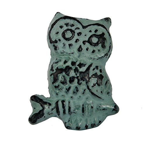 MarktSq Set of 4 Metal Owl Cabinet Knob in a Sage Green Finish