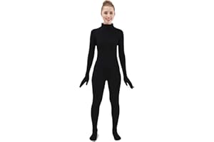 HSEMLIOE Womens Spandex Full Body Suit Turtleneck Unitard Without Hood Zentai Bodysuit