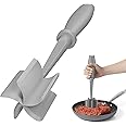 Meat Chopper, Hamburger Grinder, Premium Heat Resistant Smasher for Ground Beef, Burger Grinder Nylon Potato Mix Tool-Grey