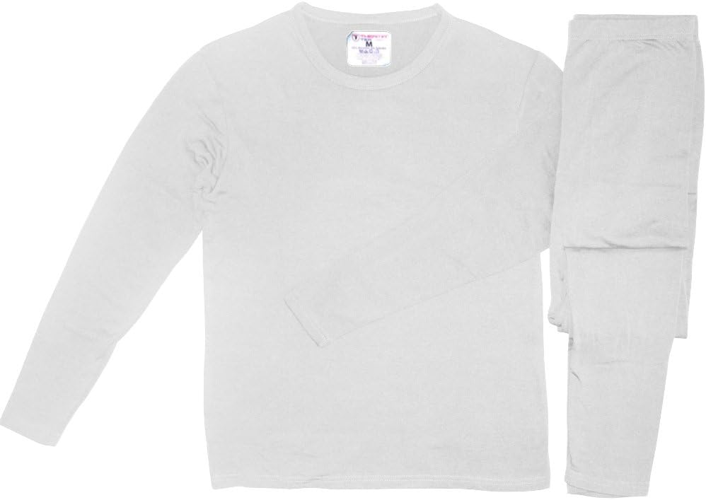 Comfy Men's Polyester Tagless Brush Lined Thermal Top & Bottom Underwear Set | No Fly, White, XXL