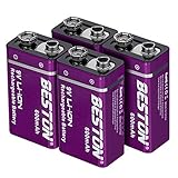 9V Batteries, BESTON 9 Volt 600mAh Rechargeable Lithium Ion Batteries with high Capacity for Smoke Alarms Microphone Toys' remotes Medical Devices multimeter interphone and More (4 Pack)