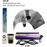 SPL Horticulture Stdewk 1000 Hydroponic 600w Watt Grow Light Digital Dimmable 1 Pack MH System for Plants Double Ended Wing Reflector Hood Set (600W 1MH)