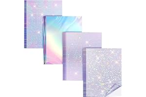 UUYYEO 16 Pcs Sheets A4 Holographic Sticker Paper Rainbow Vinyl Sticker Paper Glitter Printable Sticker Paper Shiny Waterproof Sticker Paper
