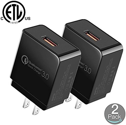 3.0 wall charger, LeVenustar 18W USB Wall Charger Quick Charge 3.0 Adapter for Galaxy S7/S6/Note 8, iPhone X/8/7/Plus , HTC ,LG, ipad and More (Quick Charge 2.0 Compatible), 2 PACK Black Wall Charger