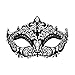 WINK KANGAROO Laser Cut Metal Lady Masquerade Halloween Mardi Gras Party Mask (Black metal black stone)