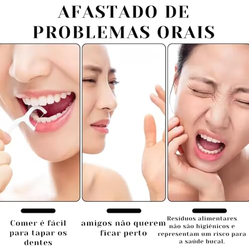 Fio Dental com Haste 2 em 1 Macio e Resistente 400 Unidades Limpeza Bucal Antideslizante Higiênico - Ideal para Viagens e Uso Diário