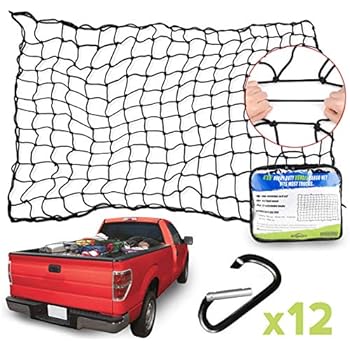Angooni 4' x 6' Heavy Duty Truck Bed Cargo Nets - Stretches to 8'x12', 4