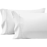 Pizuna Pure 100% Cotton Pillow Cases Queen Size Set of 2 White, Luxurious 400 Thread Count Long Staple Cotton Sateen with Envelope Closure (Combed White Cotton Pillow Cases Queen)