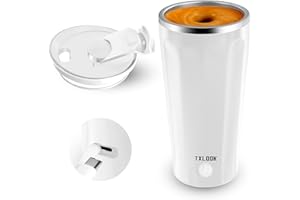 TXLOOK Self Stirring Mug, Rechargeable Automatic Magnetic Stirring Coffee Mug, Rotatable Stainless Steel Electric Mixing Cup with Lid, Can Stir Coffee/Cocoa/Protein Powder, Suitable for Office/Travel/Home