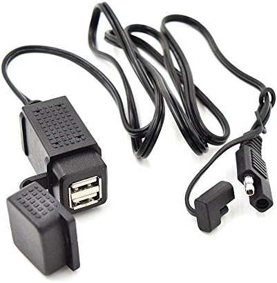 SMAT Dual Ports SAE to USB Cable Adaptor 5V 3.1A Motorcycle Charger Socket for Smart Phones GPS Sport Cameras