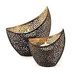 2er-Set-Teelichthalter-Metall-Gold-Schwarz-11cm-145cm-Design-Kerzenhalter