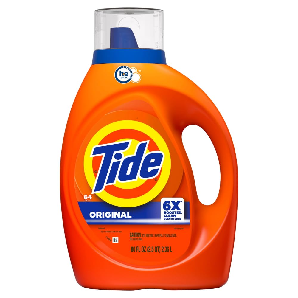 Tide Liquid Laundry Detergent, Original Scent, 80 fl oz, 64 Loads, Boosted Clean Even in Cold Water with Concentrated Washing Soap