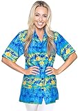Luau Party Button Down Shirt Womens Top Blouse Cover up Hawaiian Dress Beachwear