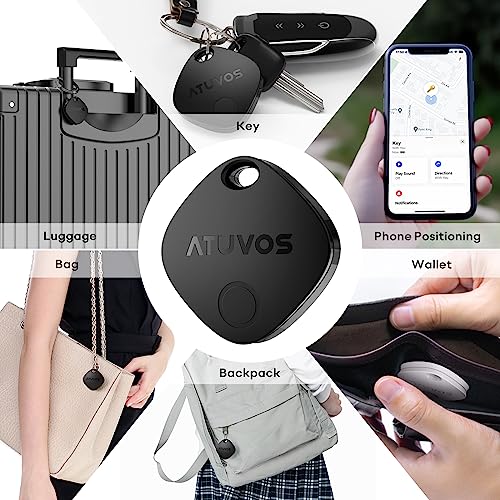 ATUVOS Air Tracker Tag 2 Pack, Luggage Tracker Key Finder Work with Apple Find My APP (iOS Only, Android not Supported), Bluetooth Item Locator for Car Key, Bag, Wallet, Suitcase, Replaceable Battery