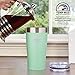Healthy Human Stainless Steel Tumbler with Straw & Lid | Splash Proof Insulated Travel Cup | Eco-Friendly Coffee Tumblers | Water Cups with Straws Cleaner and Splash Proof Lids (20oz, Seamist)