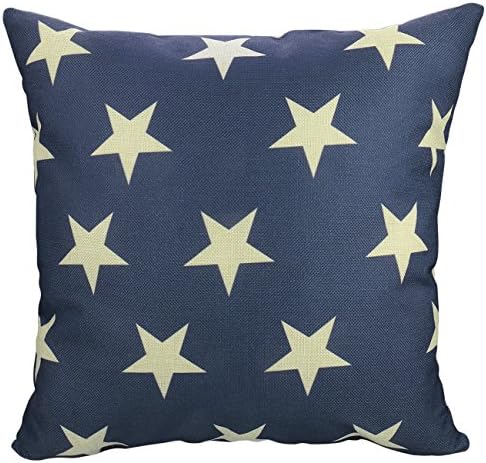 Luxbon - Geometric Cotton Linen Sofa Chair Seat Throw Pillow Case Cushion Cover 18 x 18"/45X45CM Insert Not Included - Stars Blue &amp; Beige