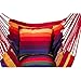 SUNMERIT Hanging Rope Hammock Chair Porch Swing Seat, Large Cotton Hammock Net Chair Swing for Indoor, Outdoor, Garden, Patio, Yard, 275 lbs Capacity, 2 Seat Cushions Included (Red & Yellow Stripes)