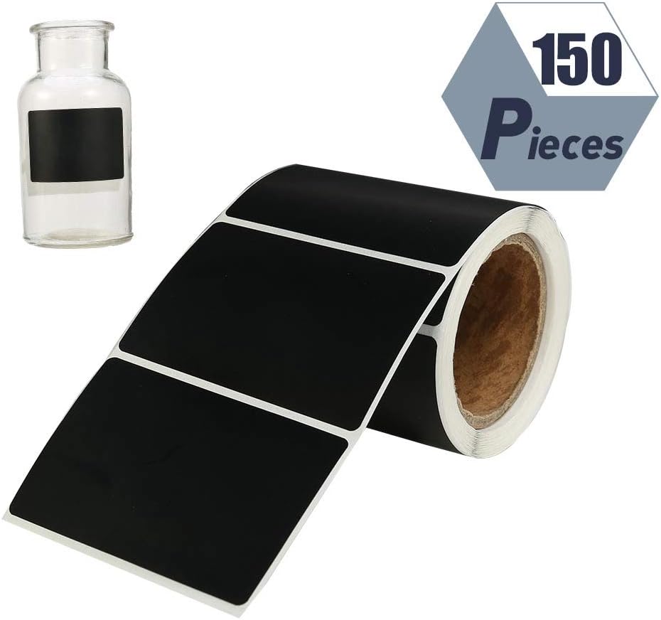 upain Chalkboard Labels Stickers Waterproof Resuable Blackboard Stickers Removable Label Sticker for Jars Pantry Storage Office 150 Pieces Black