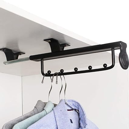 35cm Extendable Wardrobe Pull Out Clothes Hanger Rail Organizer