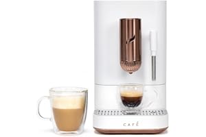 CAFÉ Cafe Affetto Automatic Espresso Machine & Milk Frother with Built In & Adjustable Espresso Bean Grinder, One-Touch Brew in 90 Seconds, Wifi & Smart Connected, Removable 1.2L Water Tank, Matte White