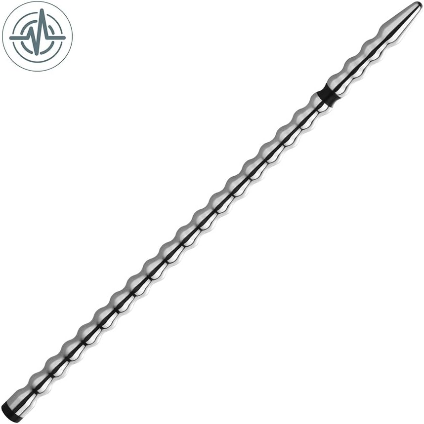 Mystim Tickleberry Finn Medical Aluminium E-Stim Urethral Sound Ribbed, 8 mm, Silver - Image 3