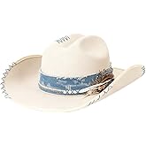 Denzerekre Cowboy Hat for Women and Men Retro Felt Wide Brim Western Cowboy Cowgirl Bucket Fedora Hat
