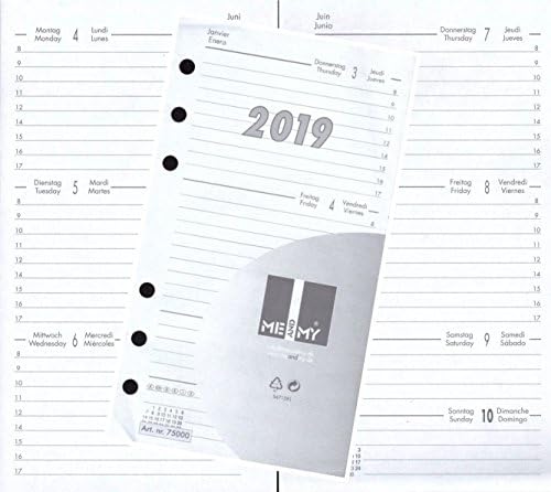 Calendar insert, 2018 A6 schedule, 1 week = 2 pages, 75000