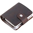 A9 Genuine Leather Journal, Coffee Handmade Leather Pocket Size Binder Planner, Mini Vintage Leather Planner, 120 Sheets Pages, Loose Leaf 3-Ring with Snap Button Closure (Coffee)