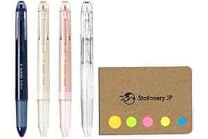 STATIONERY JP Pilot Hi-tec-c Coleto 5 Color Multi Pen Body Component, Basic & Pearl Pattern, Rubber grip, 4-pack, Sticky Notes Value Set, Pen Body Only (No Refill Included)