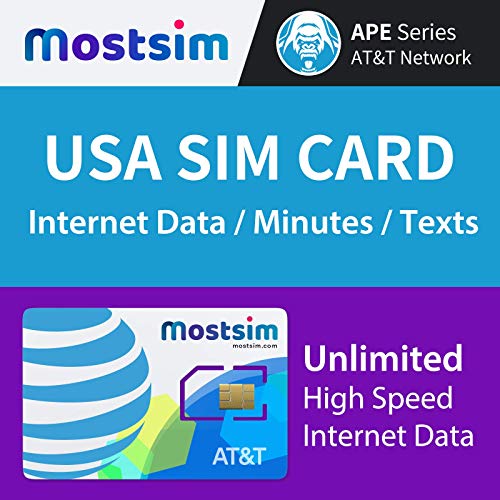 MOST SIM - AT&T USA SIM Card 21 Days, Unlimited High Speed Data/Calls/Texts, AT&T Network for USA