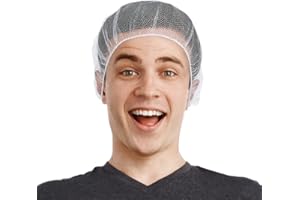 EZGOODZ White Disposable Hair Nets, 30 Inches. Pack of 100 Disposable Hair Cap Medical. Nylon Disposable Hair Covers with Elastic Edge. Breathable Disposable Bouffant Caps for Cooking, Cleaning