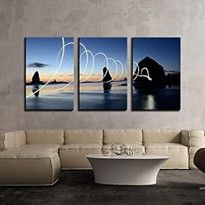 3 Piece Canvas Wall Art - Curve Light - Modern Home Art Stretched and Framed Ready to Hang - 16"x24"x3 Panels