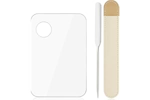 Aolso Acrylic Cosmetic Makeup Palette, Mixing Tray with Makeup Spatula&Leather Case, Professional Cosmetic Mixing Palette for Beauty Salon Mixing Eye Shadow/Lipsticks/Nail Art/Foundation