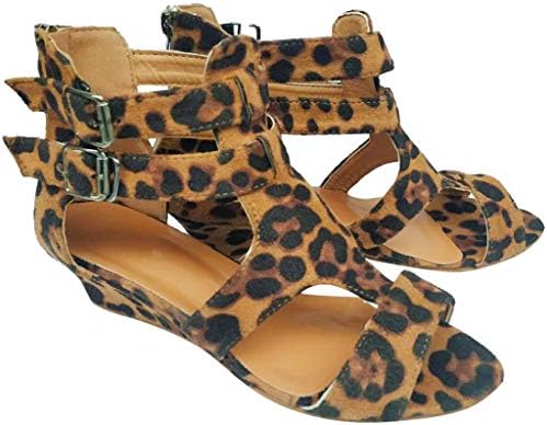 Big Sale! Women Sandals Summer Wedges Leopard Casual Shoes Strap Gladiator Roman Sandals