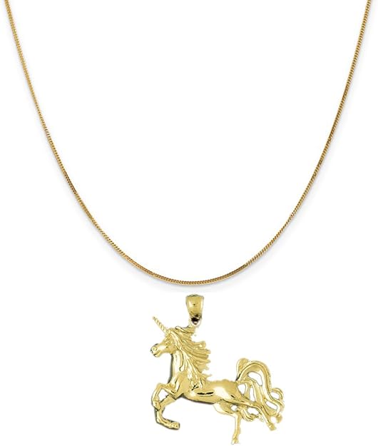 14k Yellow Gold Unicorn Pendant on a 14K Yellow Gold Curb Chain